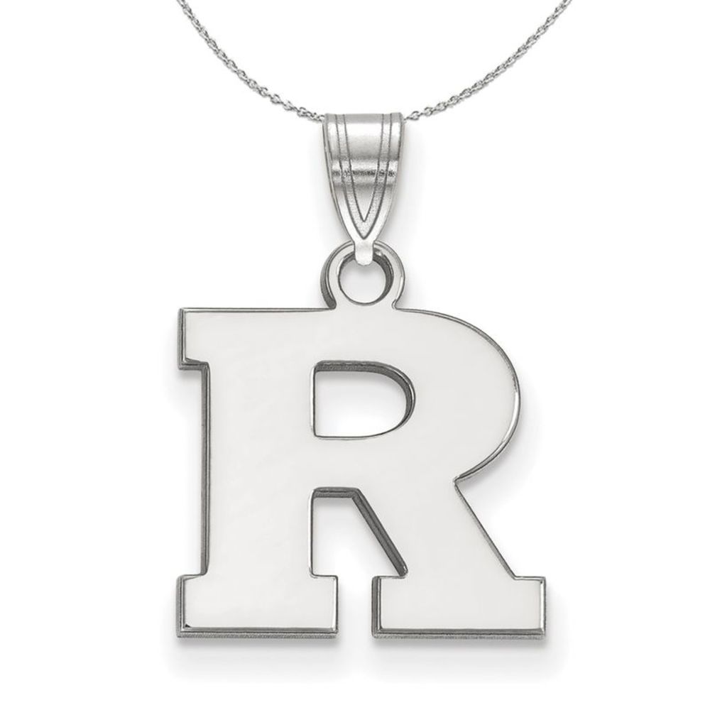 Sterling Silver Rutgers Small Initial R Necklace - 18 Inch